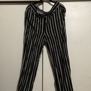 Loft Black and White Striped Pants